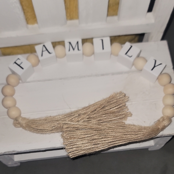 Beaded "Family" Decor with Tassel - Picture 1 of 2